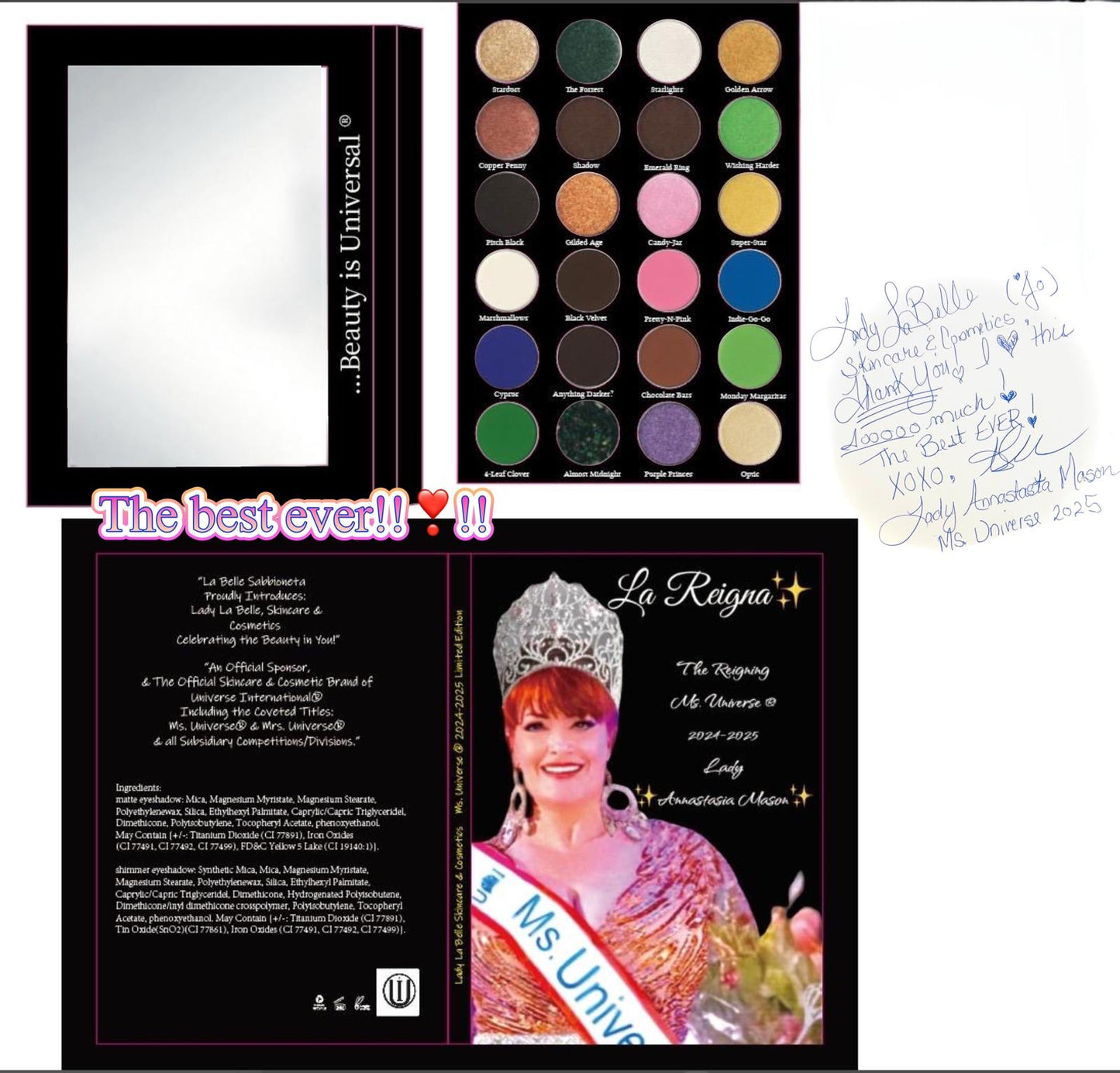 Lady La Belle Skincare & Cosmetics Proudly introduces A Very Special Edition…Ms.Universe®️2024-2025/ 24 Pan Eyeshadow Collection “La Reigna”