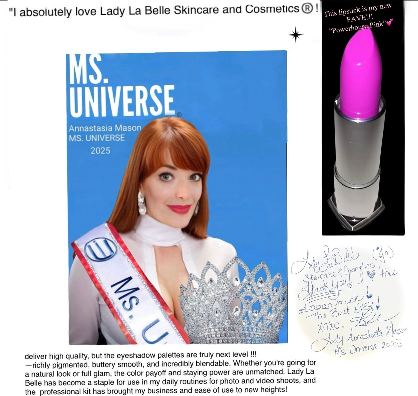 Lady La Belle Skincare & Cosmetics Proudly introduces A Very Special Edition…Ms.Universe®️ 2024-2025/ Lipstick “POWERHOUSE-PINK!”