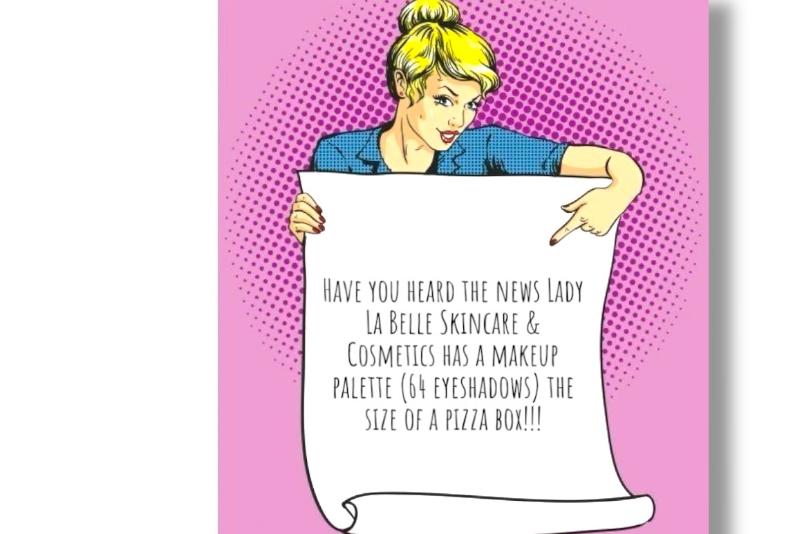 Lady La Belle Incredible Deluxe 64/Pan Luxury Eyeshadow, 3 incredible choices-And Yes-the Pallet truly is the size of a Pizza Box!!!