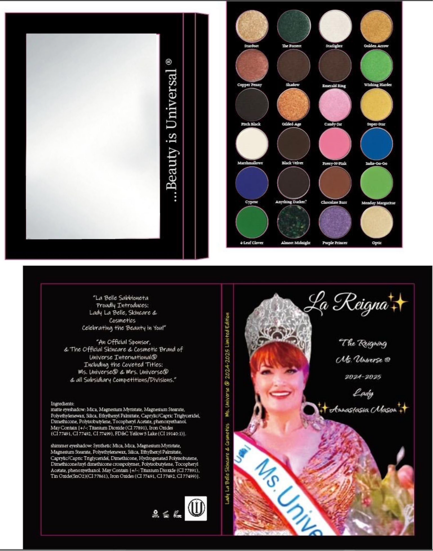Lady La Belle Skincare & Cosmetics Proudly introduces A Very Special Edition…Ms.Universe®️2024-2025/ 24 Pan Eyeshadow Collection “La Reigna”
